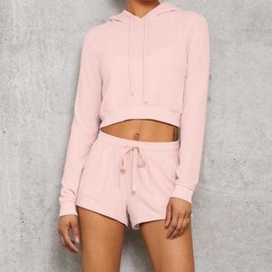 Alo Yoga cropped hoodie and short set